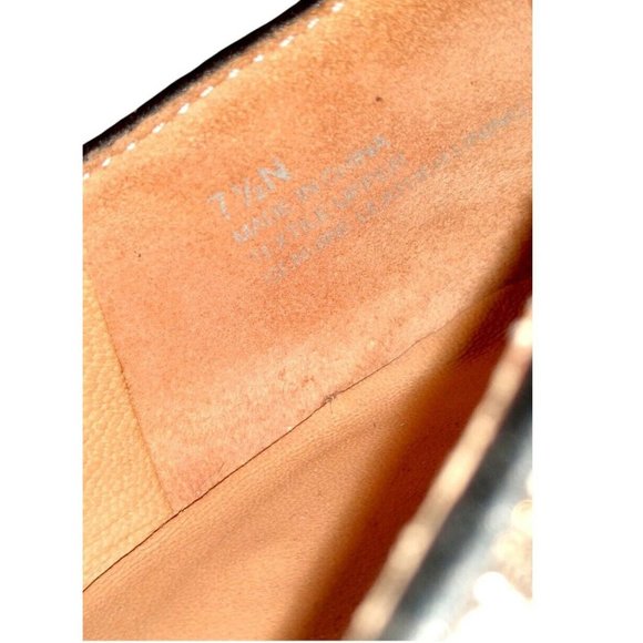 Talbots Womens Gold Embroidered Fabric Canvas Slip On Driving Smoke Flats 7.5 N - Picture 8 of 10